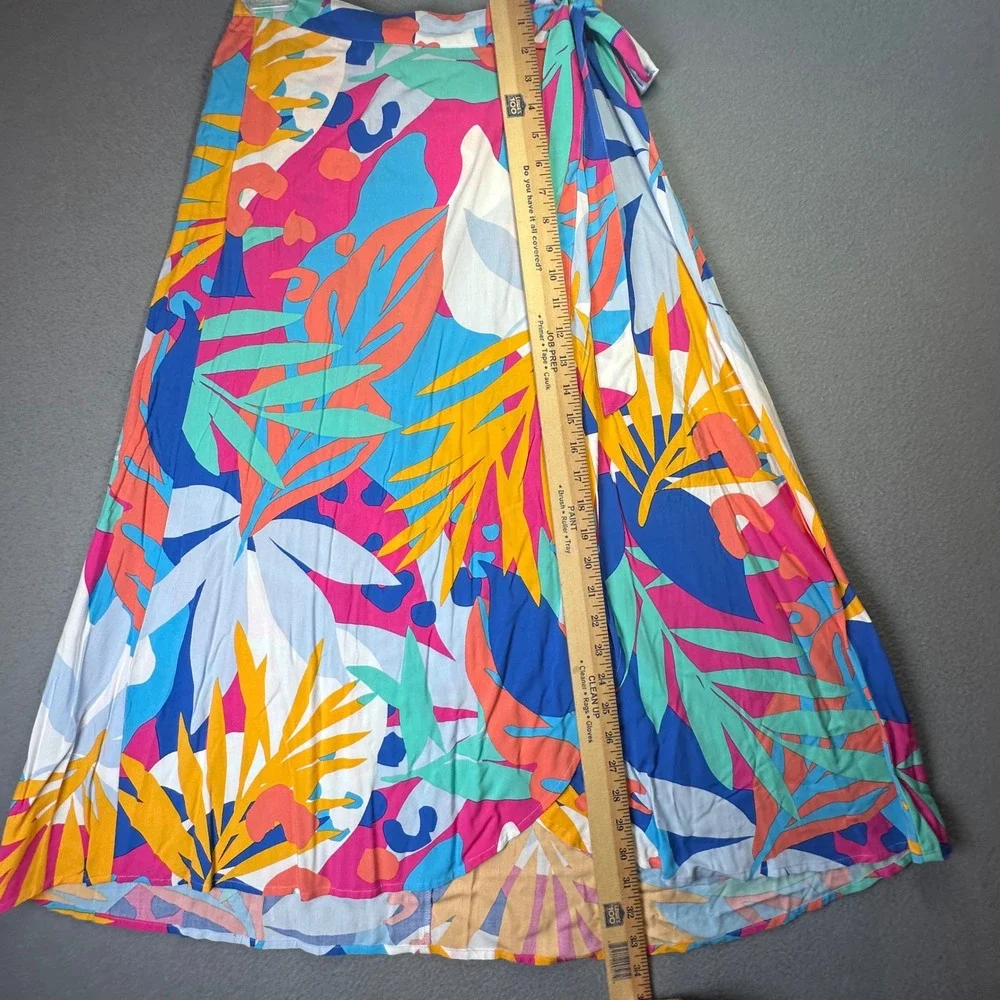 J.Crew Tropical Leaf Wrap Maxi Skirt Summer Resort XS Multicolor Botanical Luau